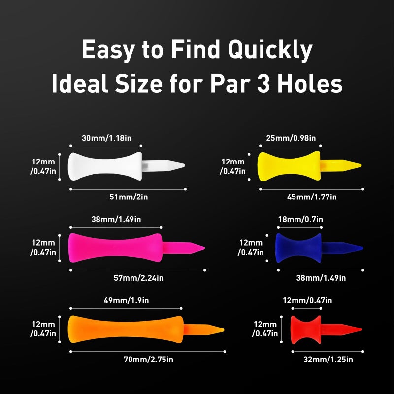 FINGER TEN Plastic Golf Castle Tees Step Down Unbreakable Mixed or Same Height Value 100 Count, 2 3/4, 2 1/4, 2, 1 3/4, 1 1/2 Inch Length Colorful Pack for Practice ((1.5,1.75,2,2.25,2.75) in Mixed Color) - Image 2